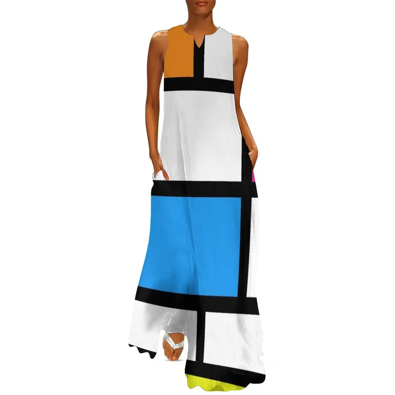 

Swinging 60s Mondrian Mod Long Dress luxury woman party dress Women's summer dresses Dress