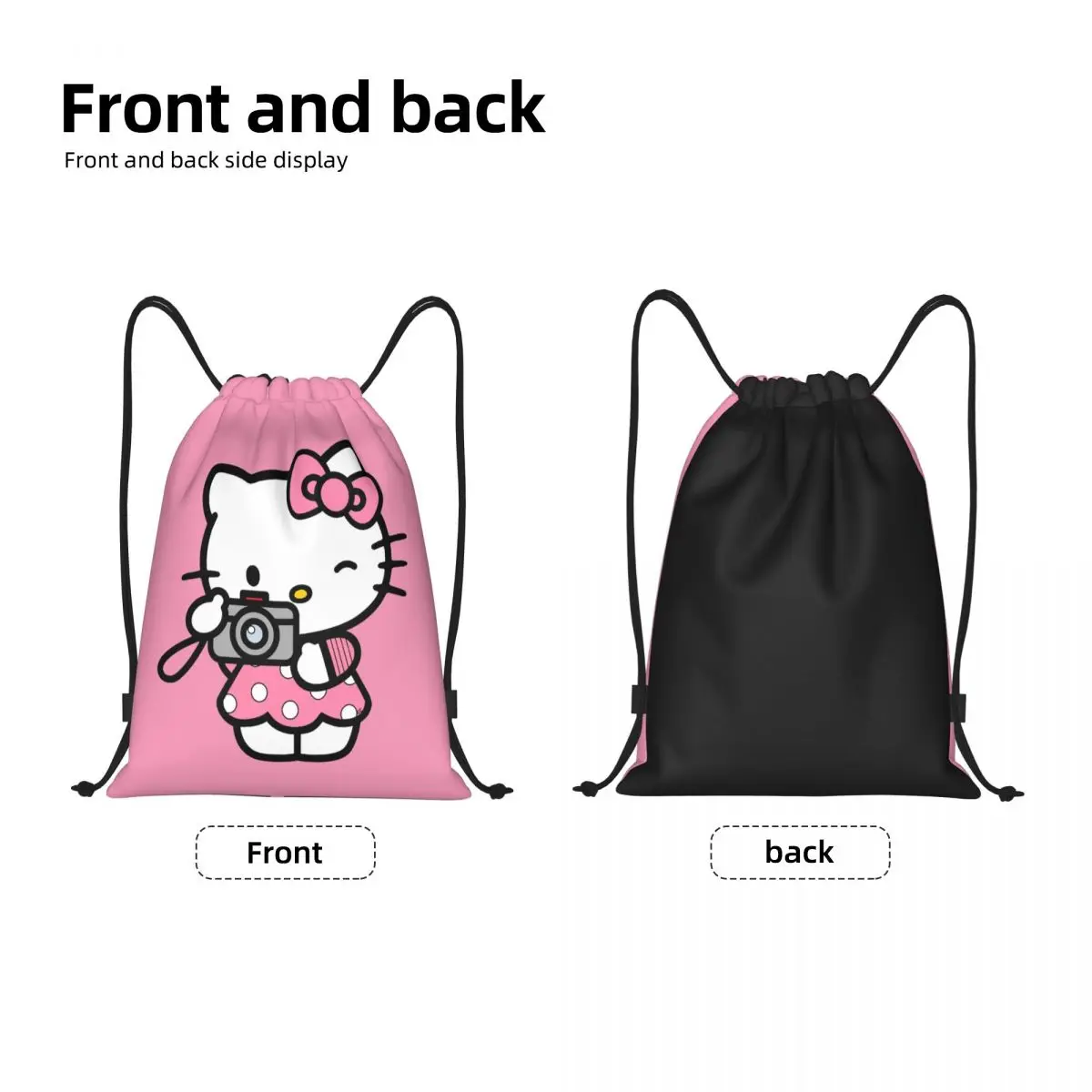 Custom Hello Kitty Drawstring Bag Men Women Lightweight Sanrio Sports Gym Storage Backpack