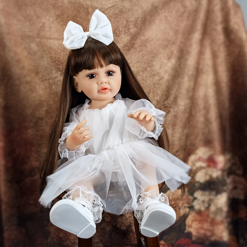 55cm Reborn Baby Doll Full Body Silicone Waterproof  Toddler 22 inch Girl Doll Princess Lifelike Sof Touch Toy Christmas Gift