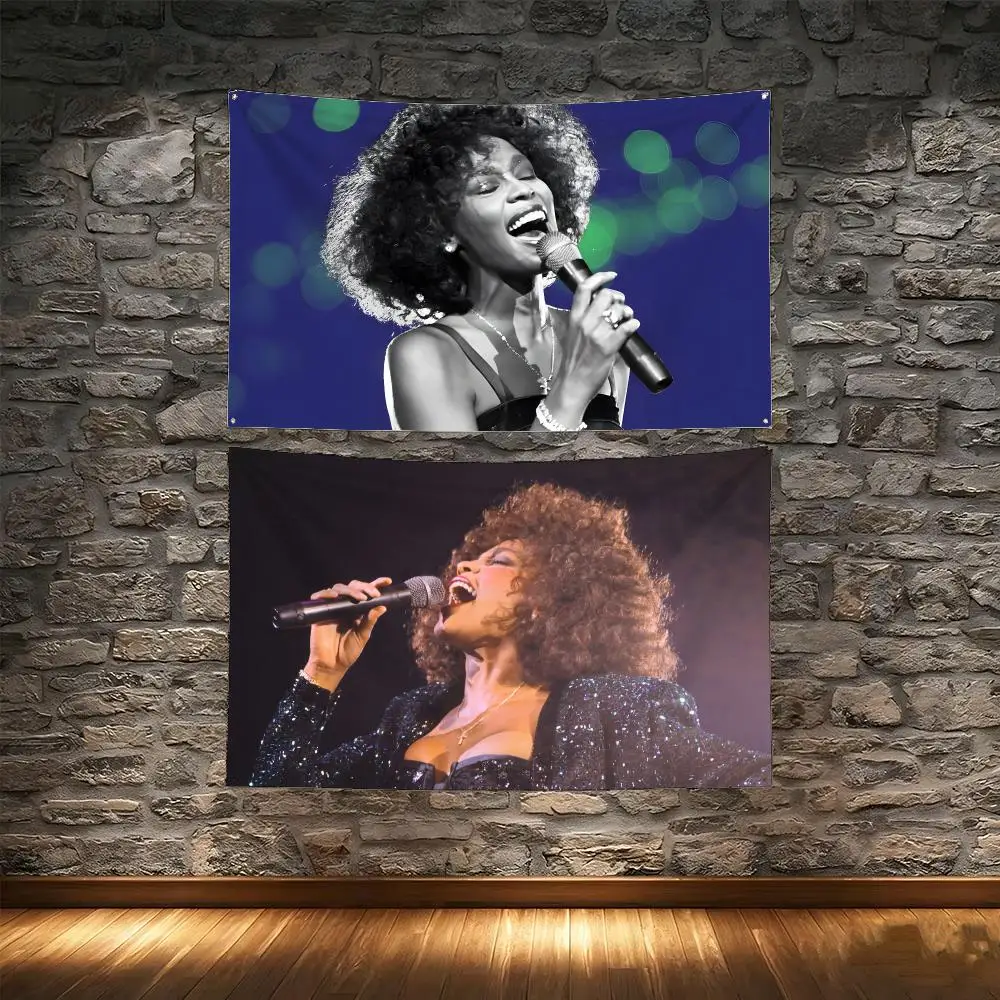 superstar W-Whitney Houston Flags Tapestry Creative Pattern Photo Living Room Wall Art Party Outdoor Decor