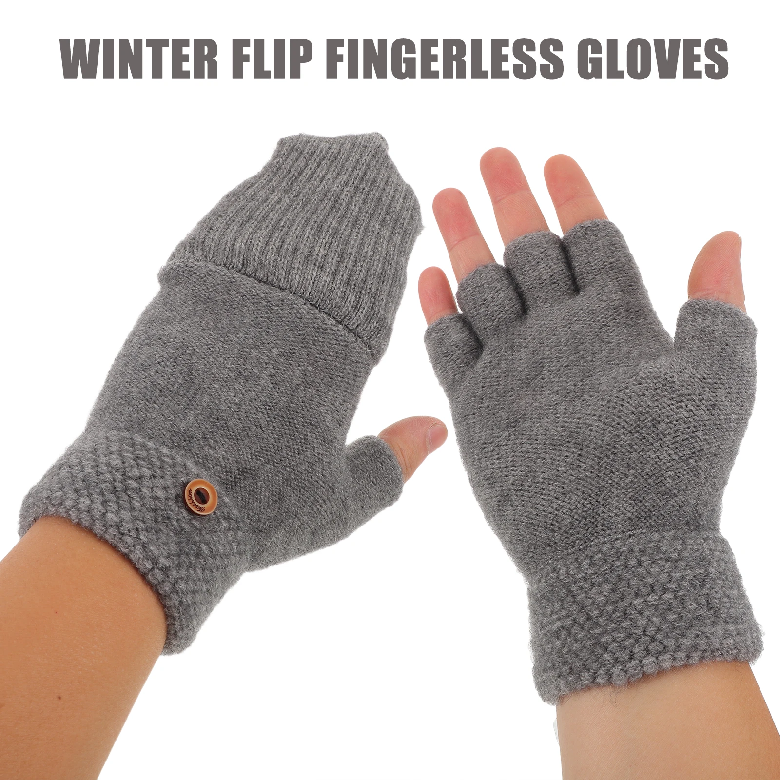 

2Pairs Convertible Winter Mitts Thermal Gloves Flip Cover Touchscreen Women Men Outdoor Sports Half Finger Gloves Women