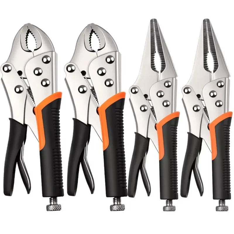 

4 packs of locking pliers, vice pliers set pliers for welding, metal bending, woodworking, ergonomic handles