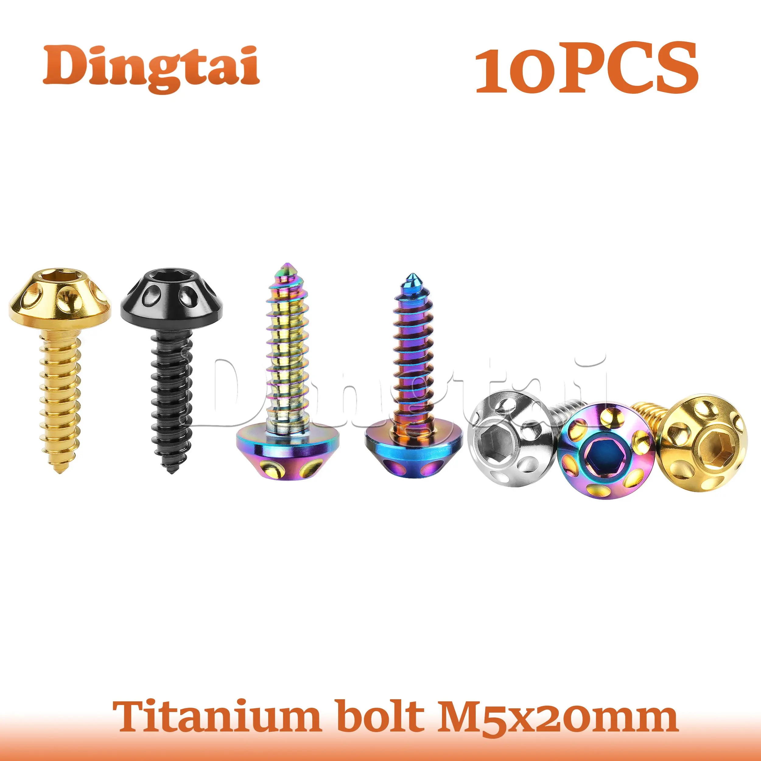 

Dingtai Titanium Bolt 10PCS M5x20mm Large Head Self Tapping Drilling Hexagonal for MTB Bike Part