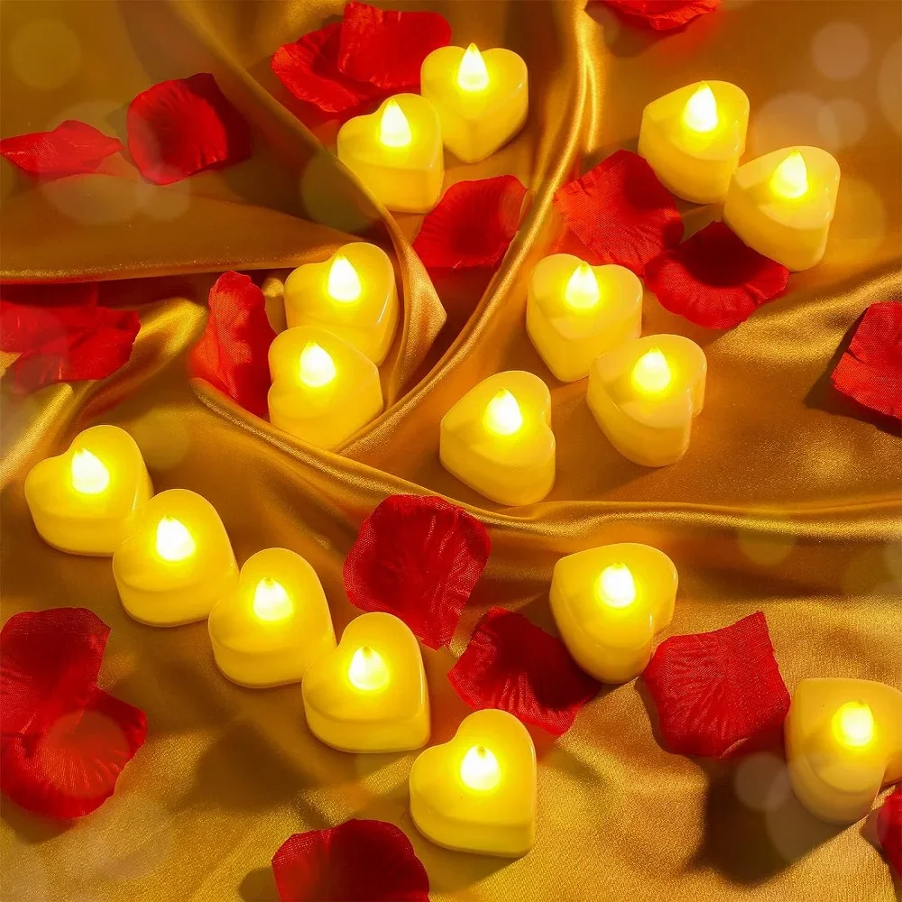 24 Stück flammen lose LED-Kerze für zu Hause Weihnachts feier Hochzeits dekoration herzförmige elektronische Batterie-Power Tee licht Kerzen