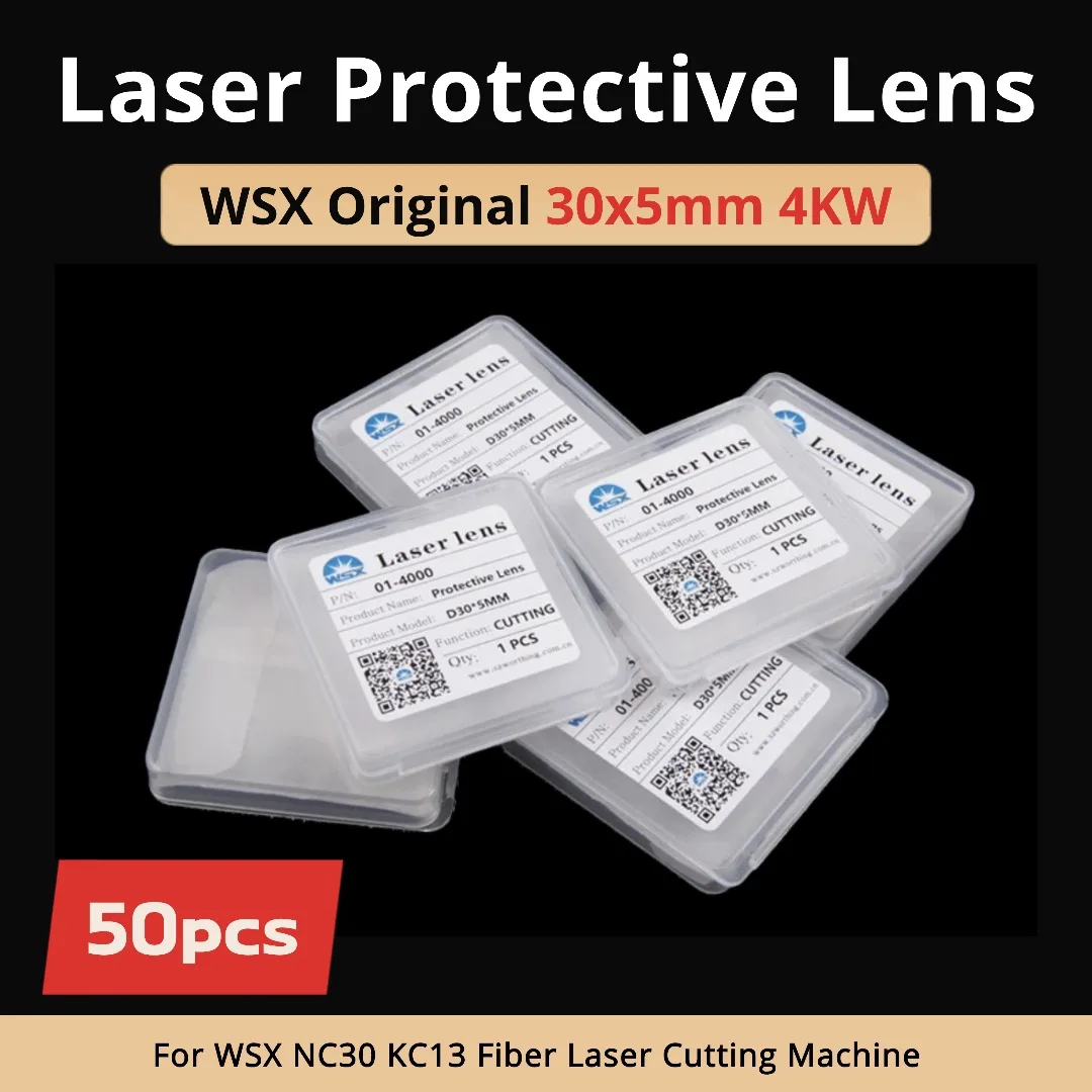 

50 шт. оригинальных защитных линз WSX 30x5 мм, защитные окна 4 кВт, керамические детали для лазерных режущих головок WSX KC15 KC20 NC30