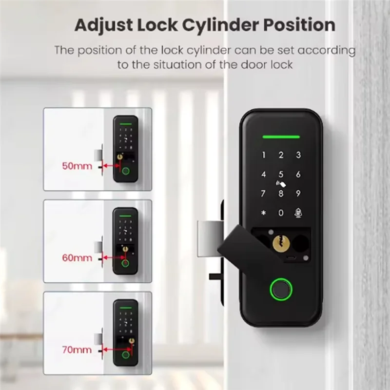 

【NEW】Fingerprint Outdoor Garden Lock Remote TUYA WIFI App Smart Life Code Keyless Smart Door Lock Electric Rim Lock