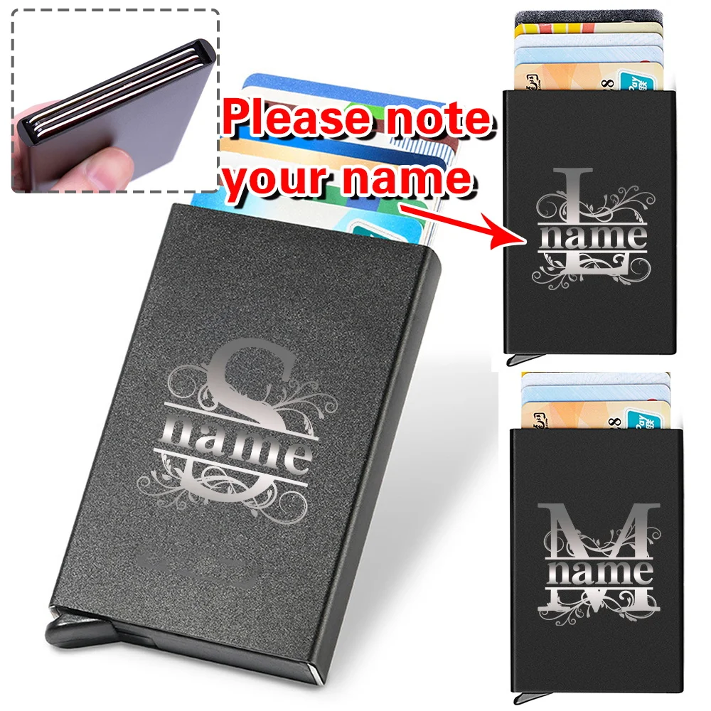 

Personalized Customized Name Pop-Up Card Box Minimalist Wallet Gifts Fashion Metal Credit Card Holder Custom Products