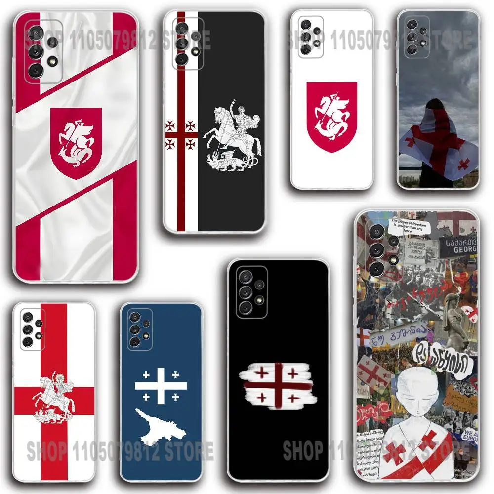 Georgia Flag  Phone Case Silicone For Samsung S30,23,21,22,20 FE lite,S10,9,PIus Note20ultra Soft Transparent