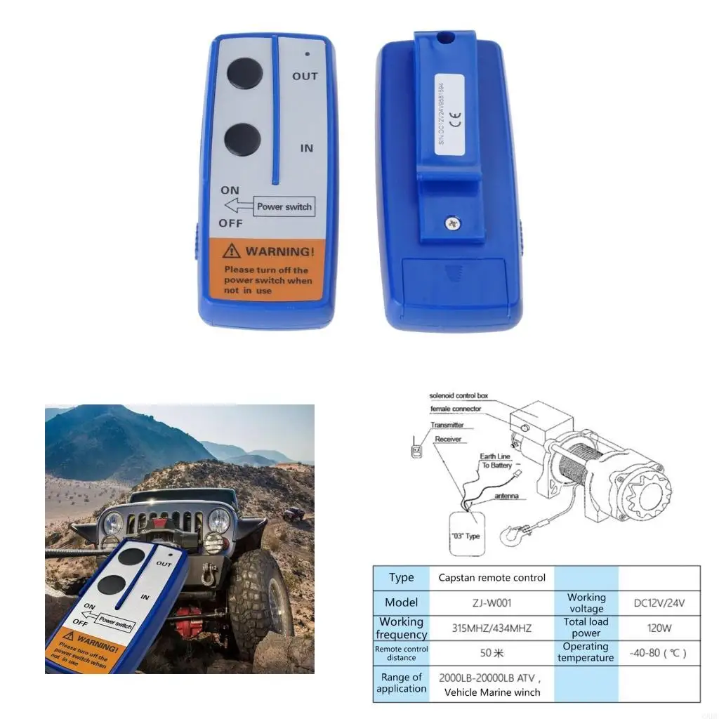 6XDF 24V 12V Digital Wireless Winches Remote Control Recovery For SUV Towing Off-Road