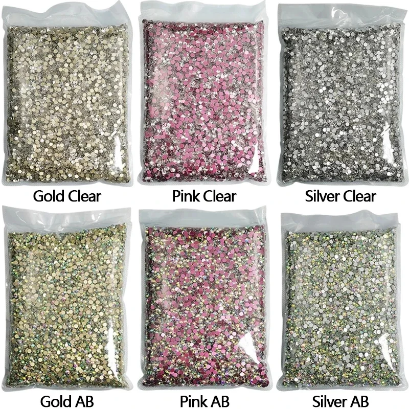 

Wholesale of large bags ss3~ss50 Crystal AB/clear Rhinestones Non Hot Fix Gold FlatBack Strass Sewing & Fabric Garment Rhineston