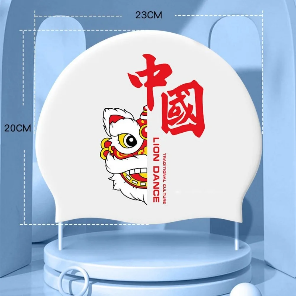 Water Sport Silica Adult Swimming Cap Lion Dance Waterproof Swimming Hat Long Hair Lightweight Diving Cap Beach image 6