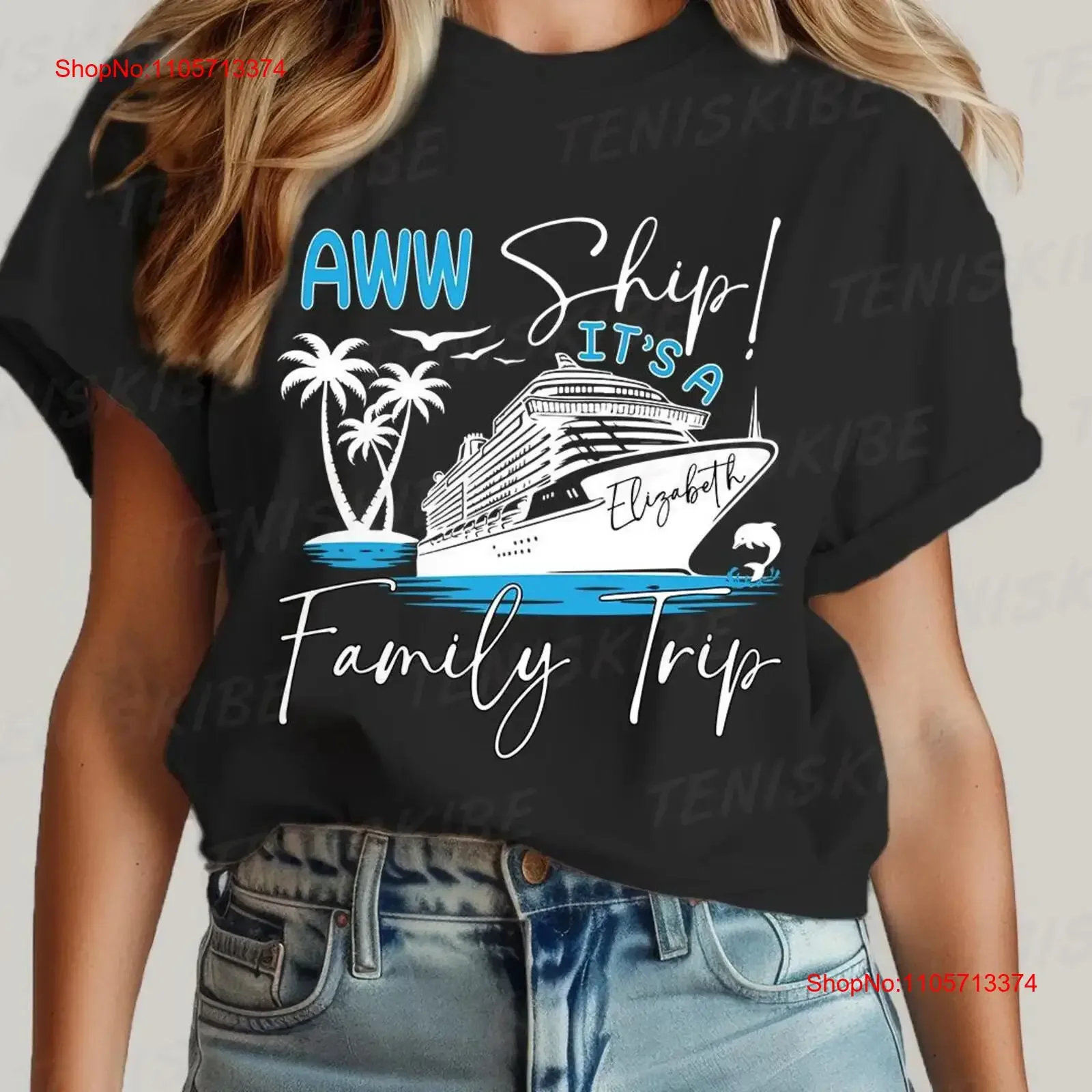 Aw Ship It's a Family Trip Cruise T Shirt Squad Vacation Matching vintage Washed Stretched Comfortable Soft Breathable Unisex