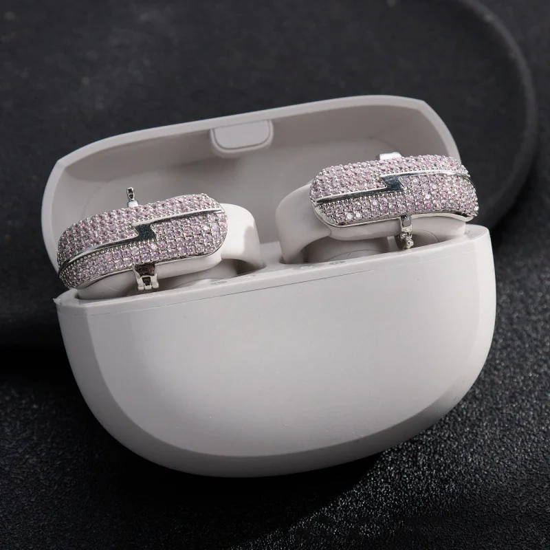 

Wireless Bluetooth Earphone Long Battery Life Comfortable Wear Pink Shining Earphone Decoration DIY Beautiful Clip On Headphone