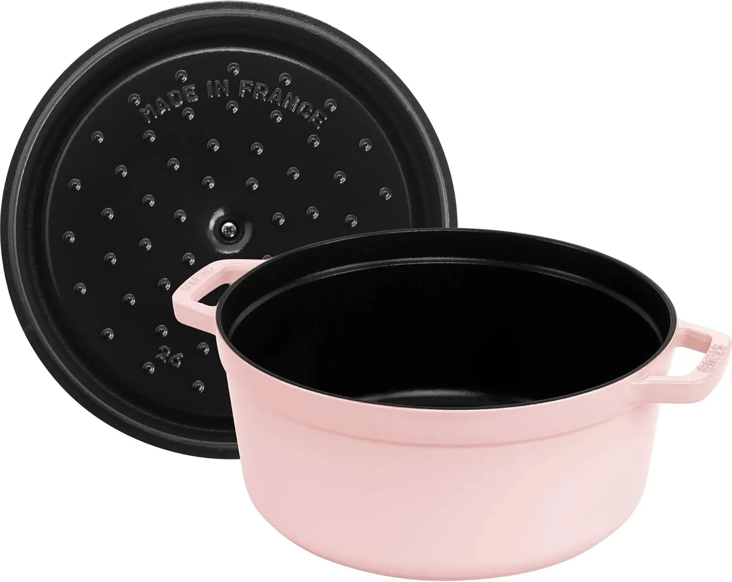 Cast Iron Round Cocotte, Dutch Oven, 5.5-quart, serves 5-6, Made in France, Peony Pink
