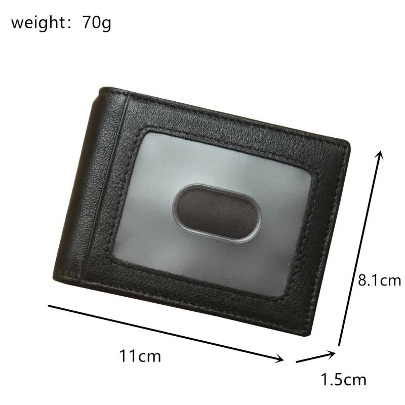 New RFID Blocking Genuine Leather Men Money Clip Wallet Small Card Protection Purse Mini Cash Holder For Man