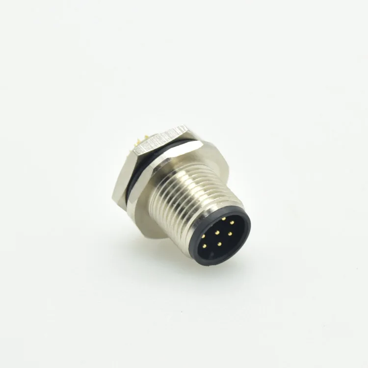 

Metal waterproof connector M12-8-core fixed male socket, rear lock opening 12mm connector Electronic Accessories & Supplies