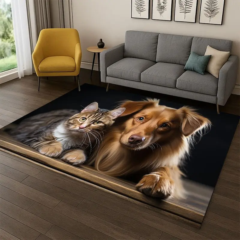 Cute Cat Kitten Cartoon Carpet Rug for Bedroom Living Room Sofa Playroom Doormat Home Decor,Kid Game Area Rug Non-slip Gift