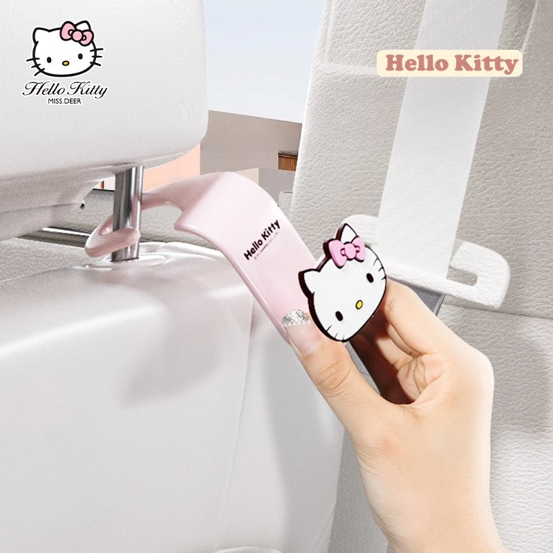

Sanrio Kawaii Hello Kitty Car Hook Cartoon Car Seat Load-bearing Hook Rear Chair Hook Interior Accessories Auto Parts