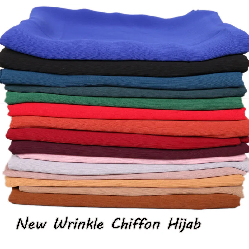 

New Crinkle Chiffon Scarf Women Plain Shawl Head Wrap Turban Muslim Hijab Scarves Headscarf Stoles Foulard Femme Musulman Sjaal