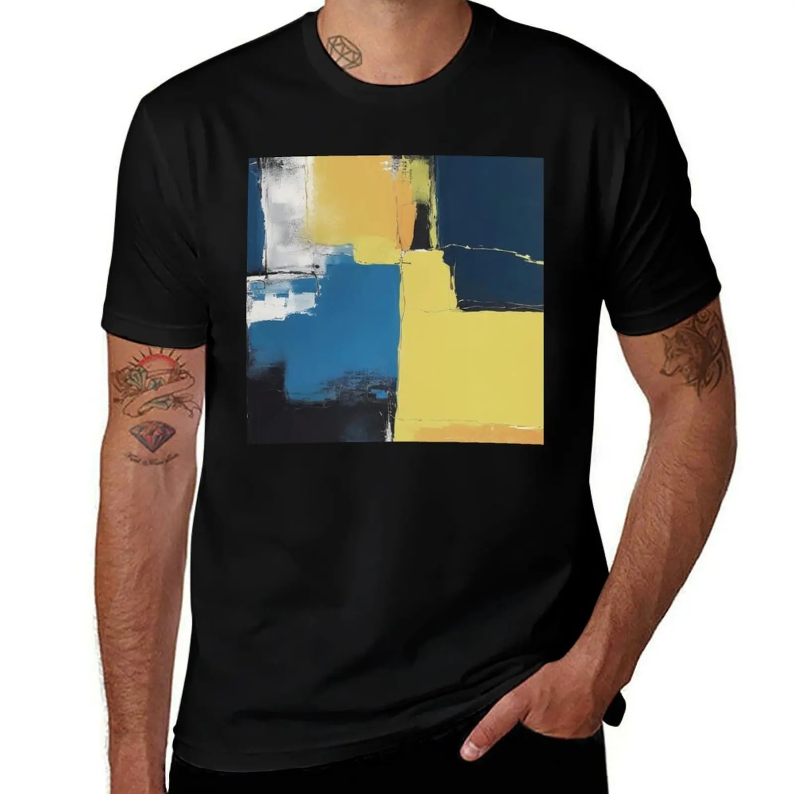 

Azure-Blue Ocean In Patches Of Sunshine Abstract Painting T-Shirt graphic tee shirt cute tops black t shirts for men