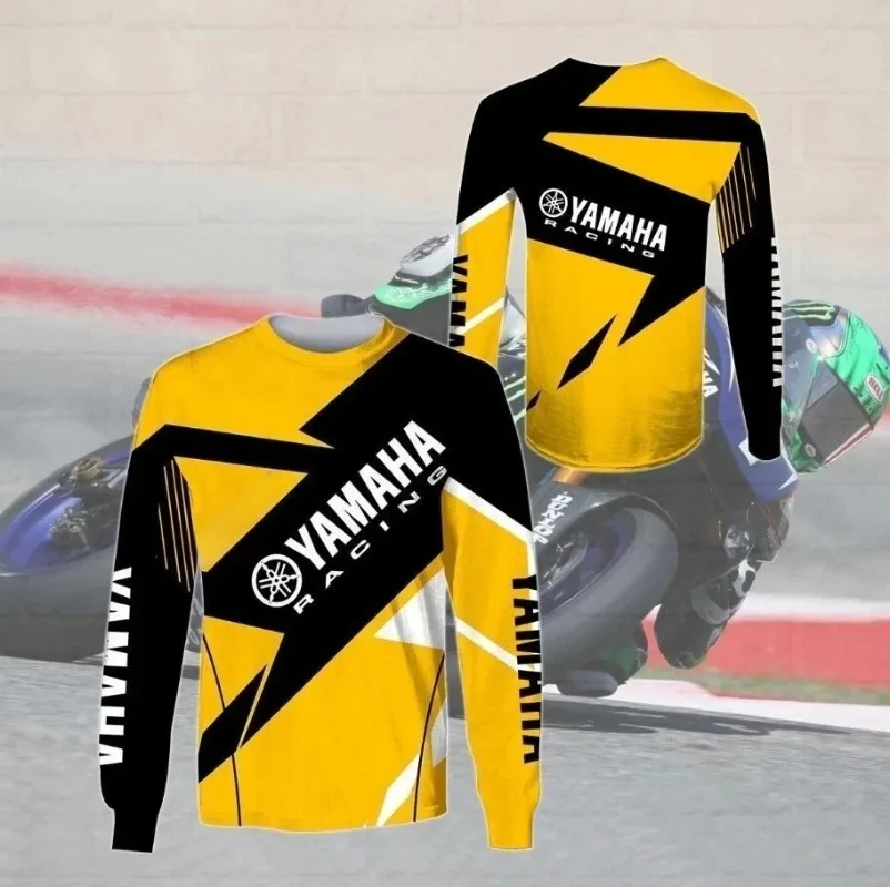 Hot Selling Yamaha Yellow Long Sleeved T-shirt for Spring Summer of 2026  Casual Motorcycle Riding Sportswear for Men and Women