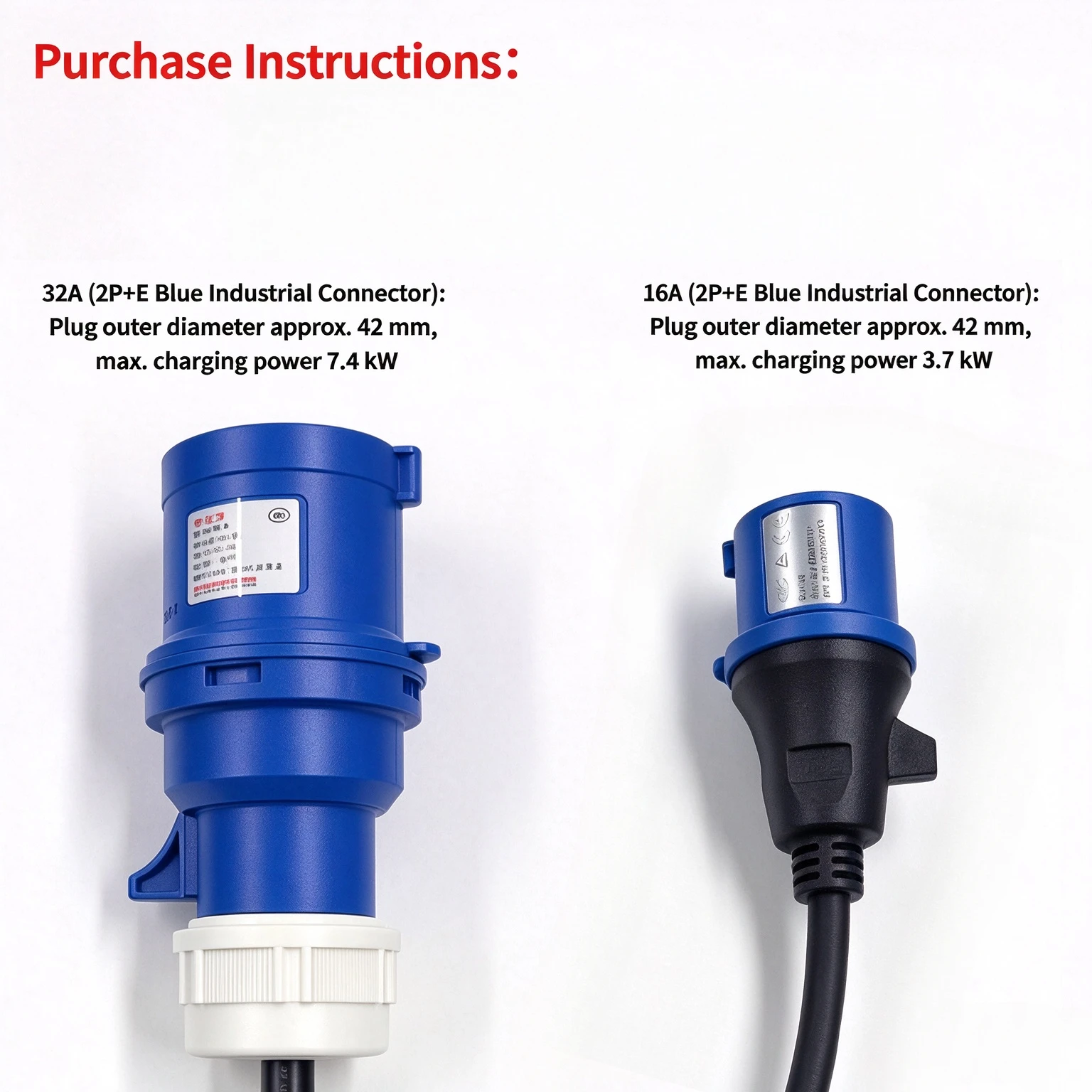 16A/32A CEE Blau 3-Pin Ladeadapter für Tesla Gen 2 EV-Ladegerät Model S 3 X Y 240V Industrie-Stecker-Konverter – Detail 3