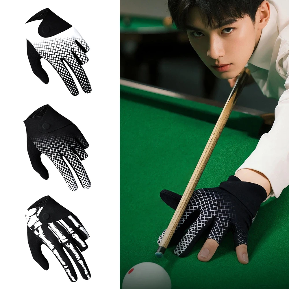 1PCS Breathable Billiard Gloves, Breathable Left Hand 3 Fingers,Durable Double Stitching,Wrap-Around Fit Snooker Billiard Gloves