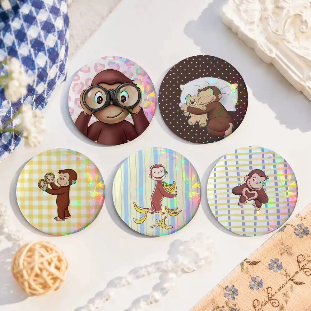 Monkey Curious  George HD Creator Tinplate Pin Button Custom Anime Role Old-school Brooch Cartoon Collar Badge Jewelry Gift Fans