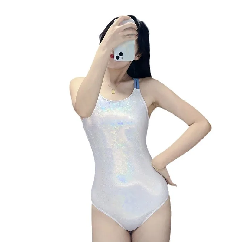

Swimsuit One-piece Triangular Sexy 2025 New Suspender Glossy Swimming Pool Sports Hot Spring Swimsuit Bathing Suit Women