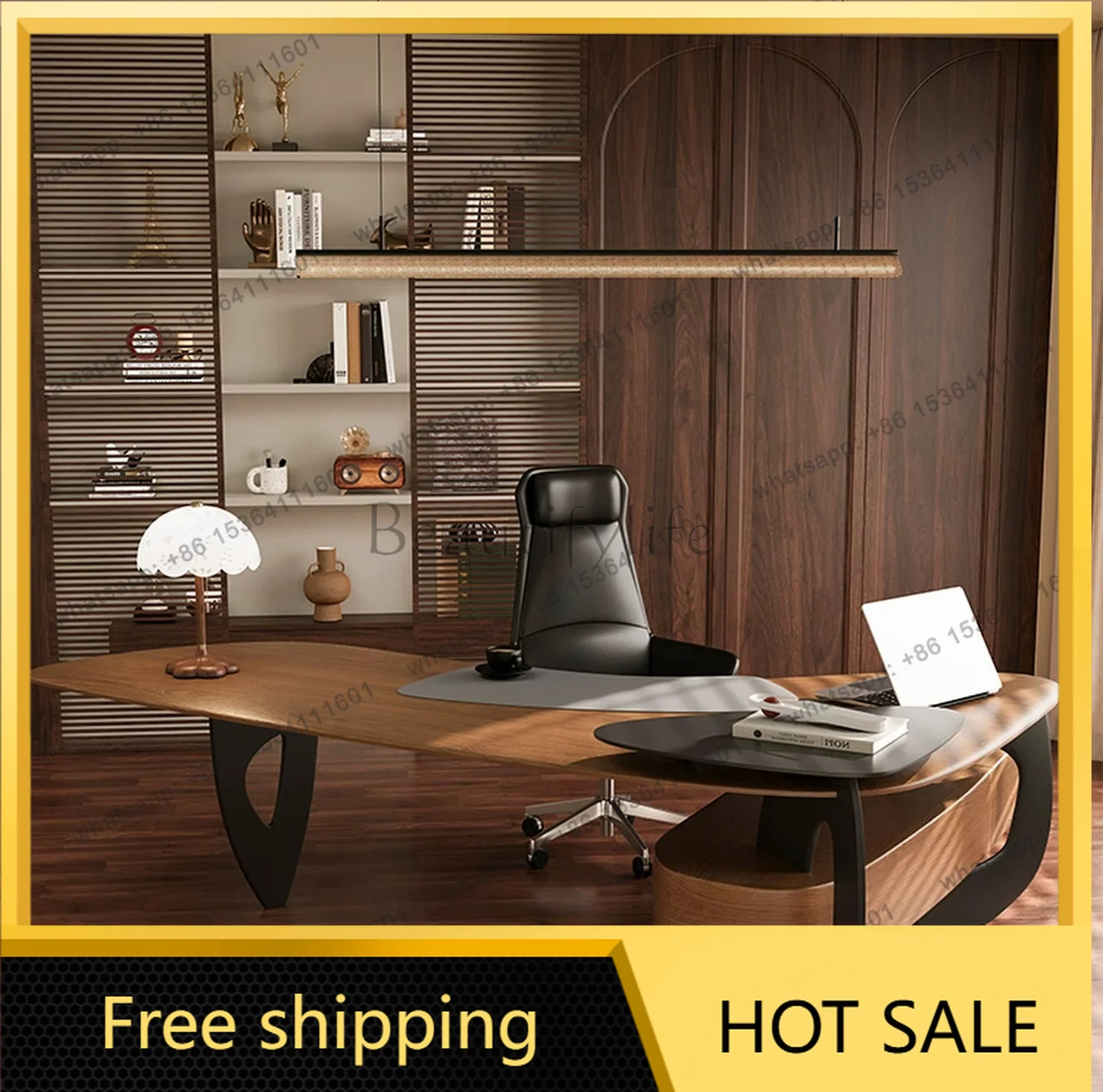 Factory direct sales light luxury high sense solid wood boss desk simple modern high-end desk