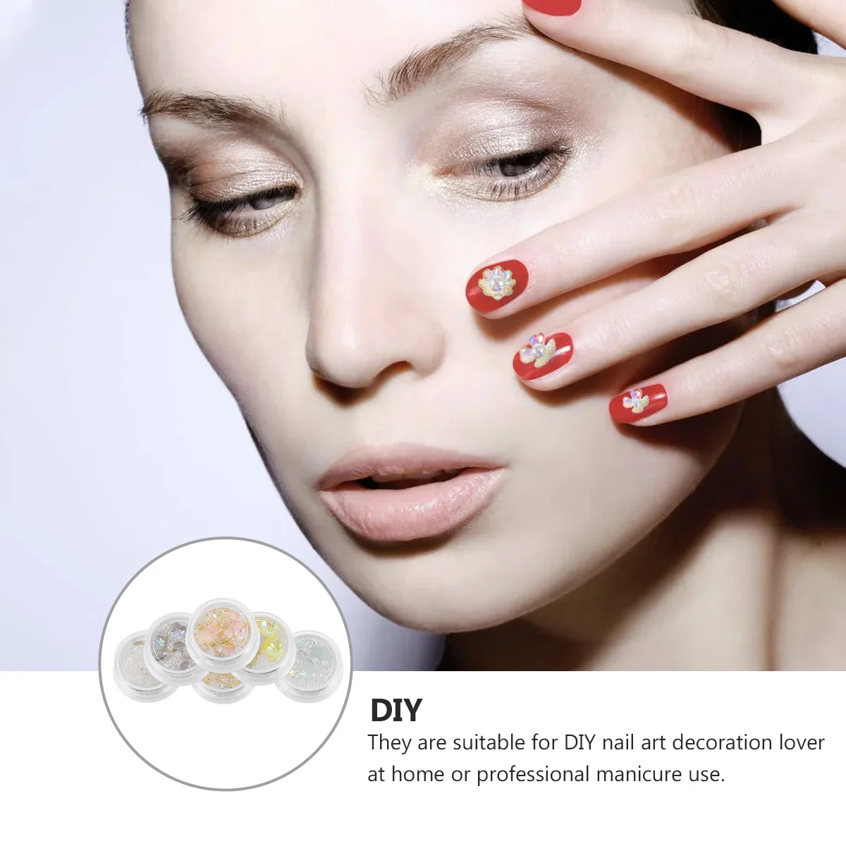 6 pezzi decorazioni per nail art forme miste paillettes glitterate colorate strass per unghie finte naturali design per manicure elegante