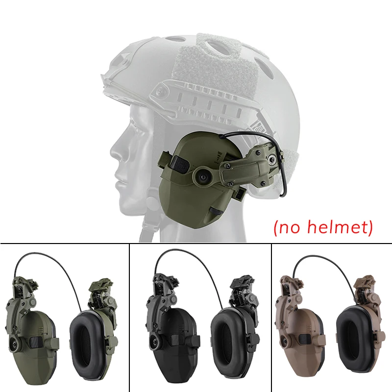 Tactical Helmet Headset Noise Reduction Sound Pickup Shooting Hearing Protection Earmuffs Airsoft CS Headphone for FAST Wendy