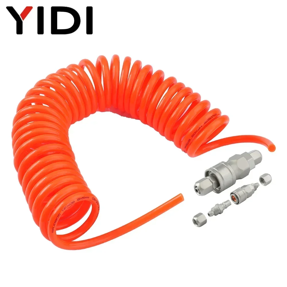 3m/6m/9M/12M/15M Pneumatic Compressed Air Compressor Spring Hose Tube Pipe Line Pipes Pu 4mm 6mm 8mm 10mm 12mm 12 10 8 6 4 2 .5