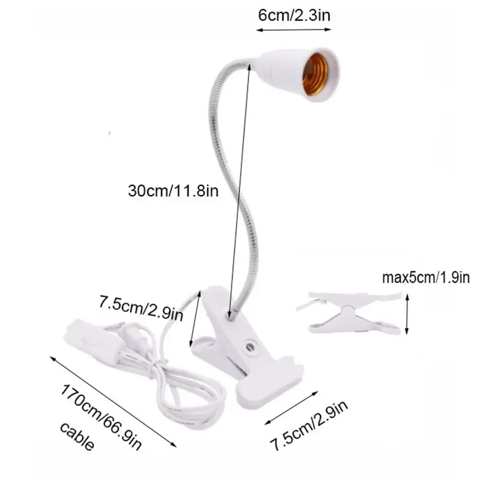 Portalámparas de escritorio Flexible de 360 grados, Base de luz E27, enchufe de cuello de cisne, Cable de enganche con interruptor de encendido para el hogar, enchufe de la UE, EE. UU., Reino Unido