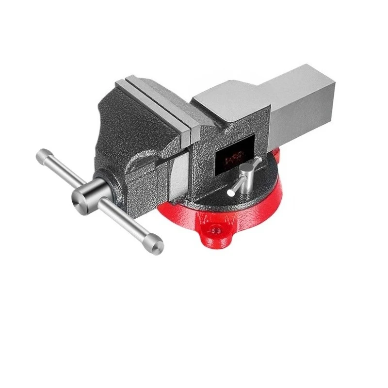 For heavy-duty bench vise, 40KN industrial-grade clamping force, ductile cast iron QT500-7, 360° precision rotation