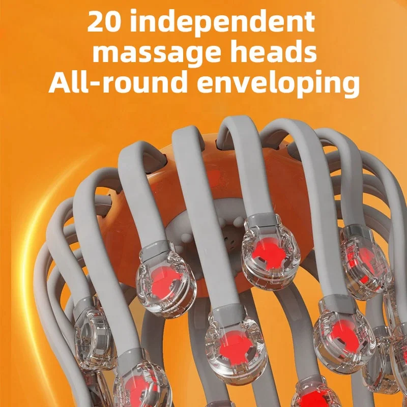 20 Tentacle Octopus Scalp Massager 360 Rotation Heating Function Stress Relief Electric Head Massager