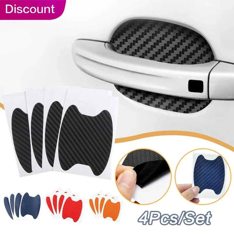 4Pcs Car Door Sticker Carbon Fiber Scratches Resistant Cover Auto Handle Protection Film Exterior Styling Accessories