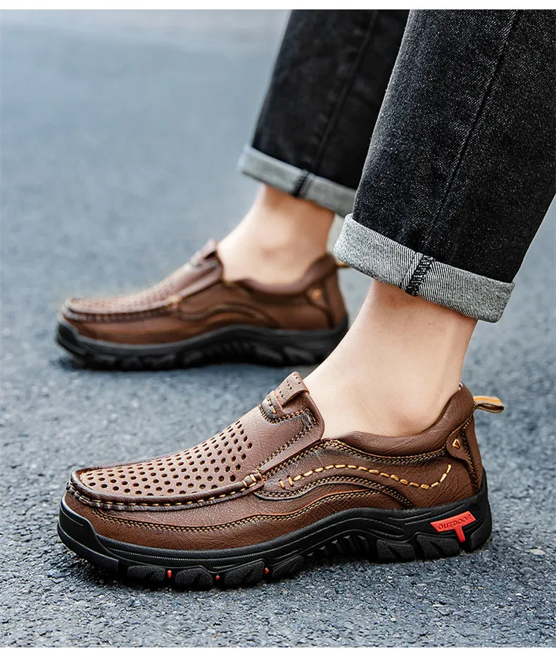 2026 Neue Herrenschuhe Echtleder Herren Slipper Hochwertige Atmungsaktive Herren Freizeitschuhe Outdoor Herren Sneakers Große Größe 48 – Detail 13