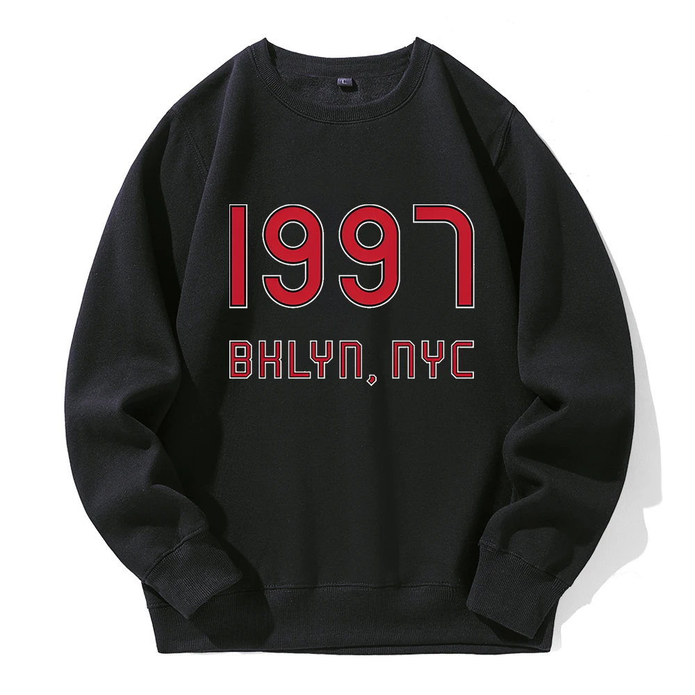 1997 Brooklyn, New York City For Men Hoodies Classic Retro Fashion Hooded Fleece Warm Sweatshirt Loose Oversized Hooded Shirt