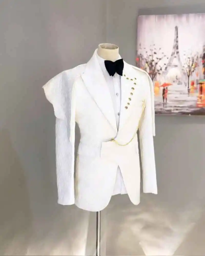 Blazer da sposa da uomo in jacquard floreale di design Giacca con risvolto con visiera Smoking Business Party Wear Solo cappotto personalizzato