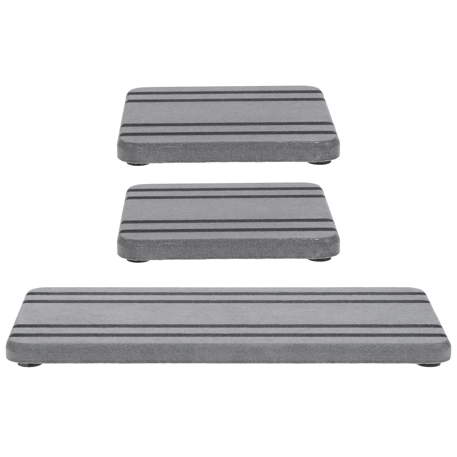 

3Pcs Stone Drying Tray Absorbent Fast Drying Mat Kitchen Bathroom Organizer Anti Slip Grooves Deep Gray 20x10cm