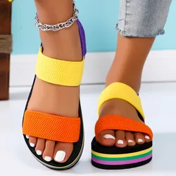 Women's fashion trend multi-color bottom matching color belt non-slip wear comfortable soft soled sandals