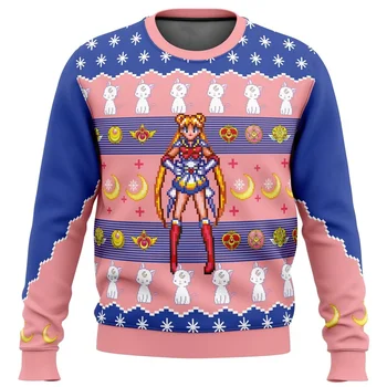 Felpa 3D Top Autunno e Inverno Natale Marinaio Guardiani Sailor Moon Brutto maglione natalizio regalo Babbo Natale Pullover da uomo