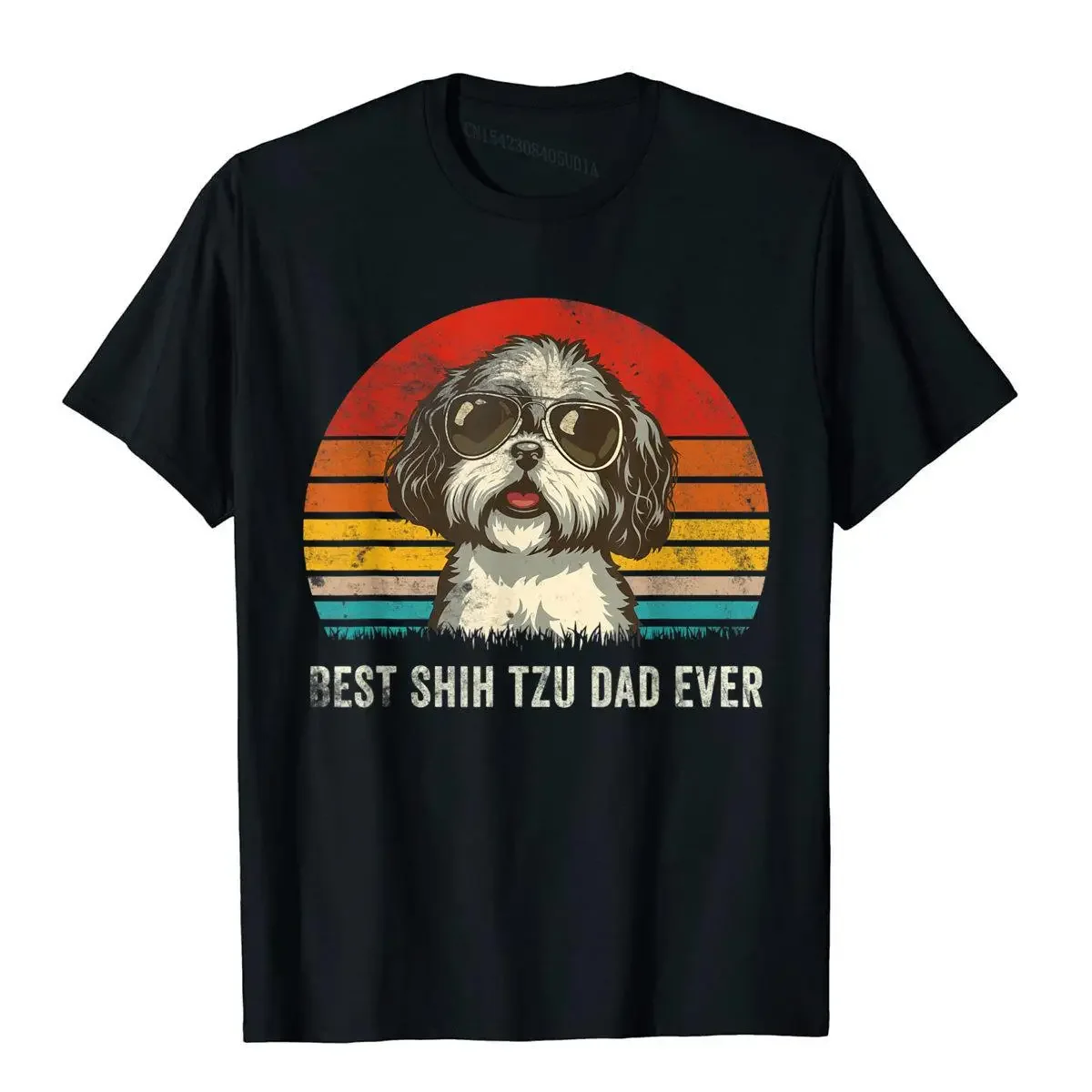 Mens Best Shih Tzu Dad Ever Funny Shih Tzu Dad Gift Dog Lover T-Shirt Tees Classic Camisas Hombre Cotton Men T Shirts 3D Printed