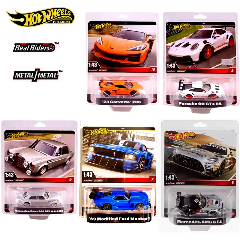 Original Hot Wheels Premium Car Diecast 1:43 Toys for Boys Mercedes Benz AMG Porsche 911GT3 Corvette Modified Ford Mustang Gift