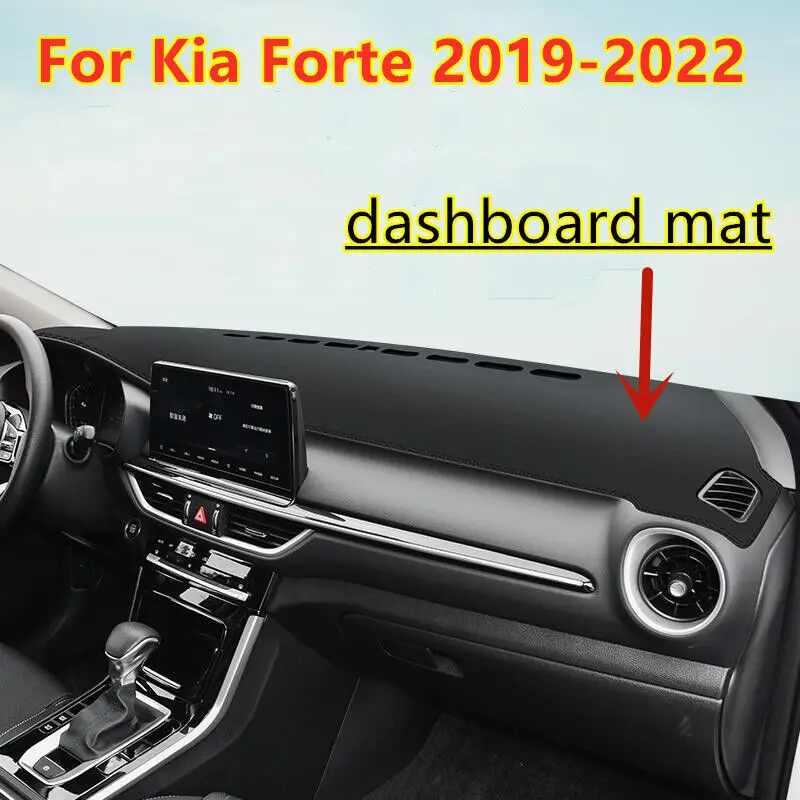 

Black Leather Car Dashboard Cover Dash Protector Mat Pad for Kia Forte 2019-2023