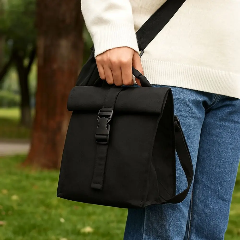 Adjustable Shoulder Strap Insulated Lunch Bag Lightweight Portable Collapsible Cooler Lunch Bags Shock-resistant Roll Top