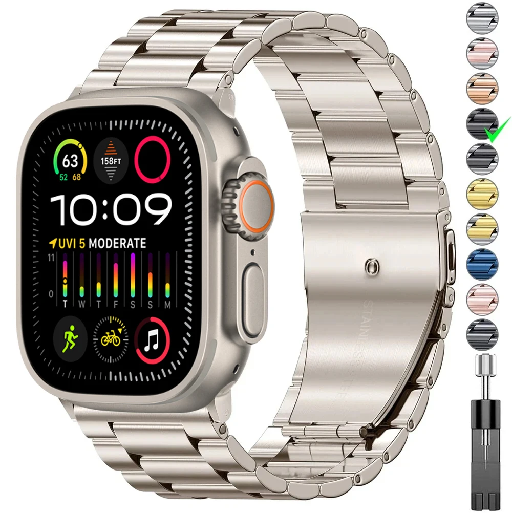 Stainless Steel titanium alloy Strap For Apple Watch Band Ultra 2 49mm 44mm 45mm 46mm 41mm Bracelet iwatch Series 6/7/8/9/10