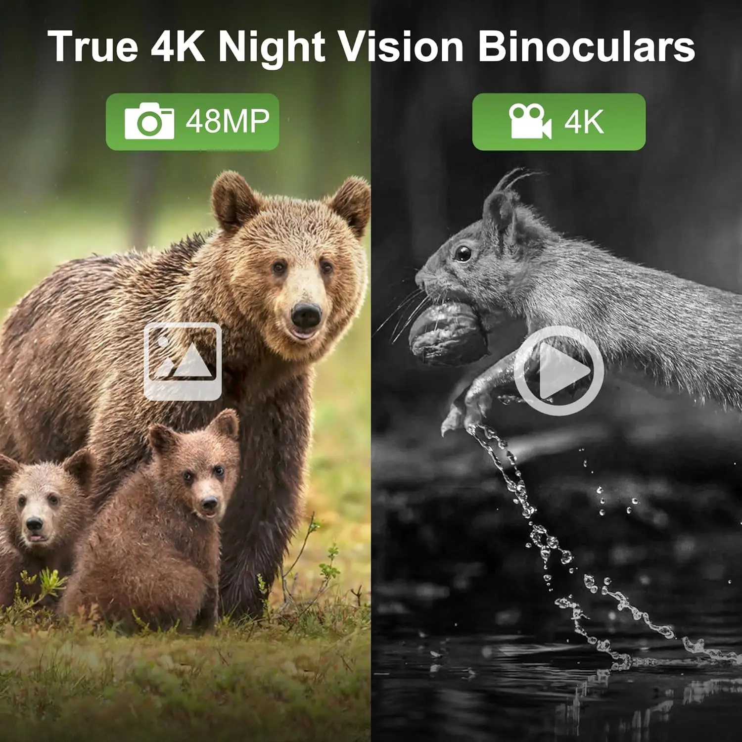 Temukan Teropong Penglihatan Malam NV200 True 4K 35mm, Kacamata Penglihatan Siang/Malam dengan Pengukur Jarak