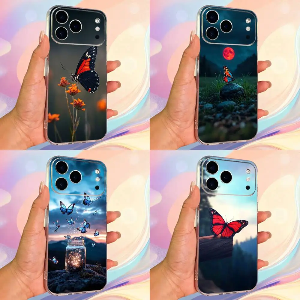 

Beautiful Butterfly Art Case For iPhone 15,11,12,13,16,14,17,Pro,Max,Plus,SE,Mini,X,XS,XR, Transparent Soft Silicone